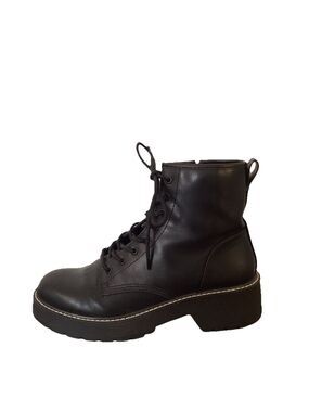 Madden Girl Boots Womens 9 Black Carra Chunky Heel  Combat Platform Grunge Zip